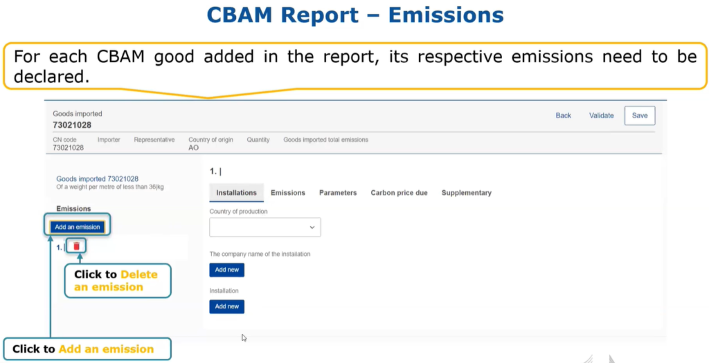 CBAM report emission